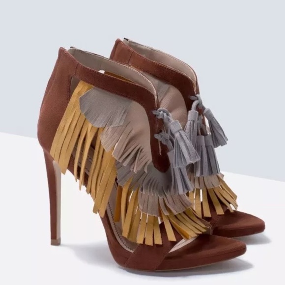 Zara Tri-colour Fringe Sandals - Picture 7 of 7
